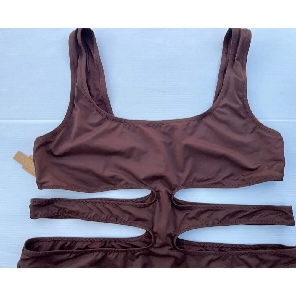 NWT SKIMS Plus Kim K Swim Wear Monokini Swimsuit Cocoa 3X (SW-MKN-0013)